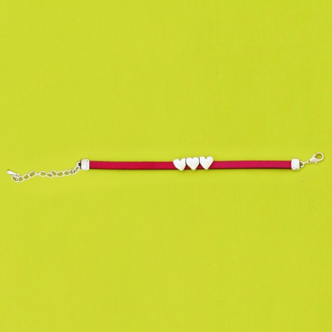 Hearts Red leather Bracelet     