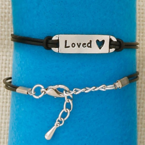 Loved black leather Bracelet   