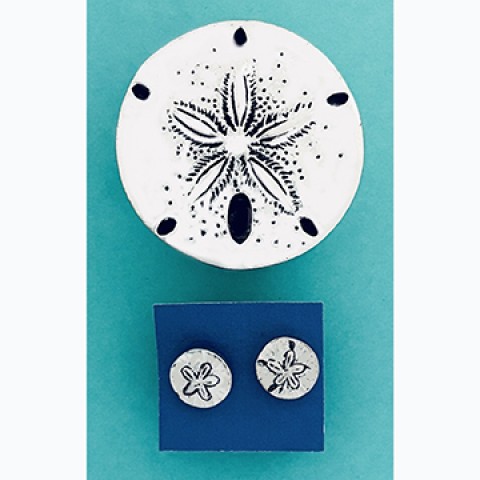 Sanddollar Tiny Box w/stud Earrings 