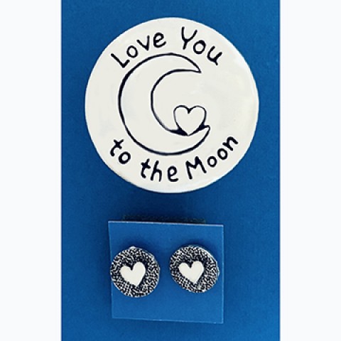 Love to Moon Tiny Box w/stud Earrings 