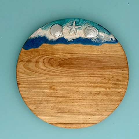 Round w/shells Resin & Pewter Serving Boards 