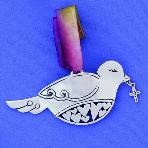 Heart Bird with Cross Bird in Flight Ornament