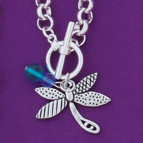 Dragonfly Single Charm Bracelet with Beads