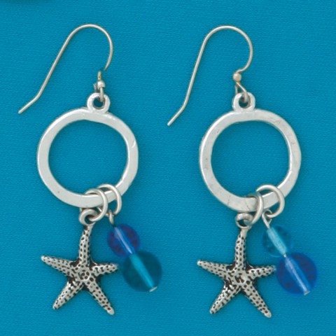 Starfish Hoop w/Beads Earrings