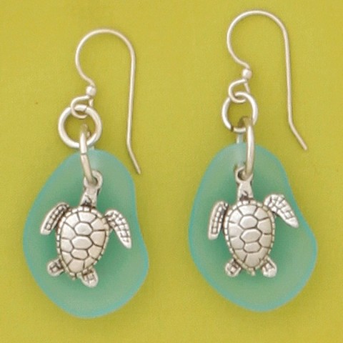 Turtle Seaglass Earrings