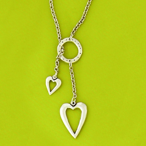 Open Hearts 24' Lariat Charm Necklace   