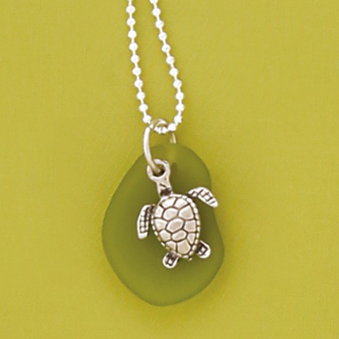 Turtle Seaglass Necklace   