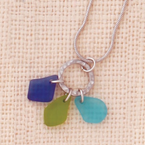 Circle Drop w/Green Seaglass Necklace