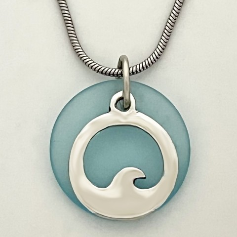 Wave Round Necklace (Aqua)