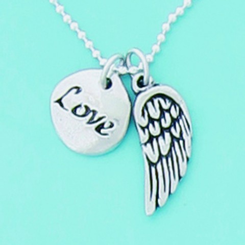 Love/Wing Clef 18" Dbl. Charm Necklace