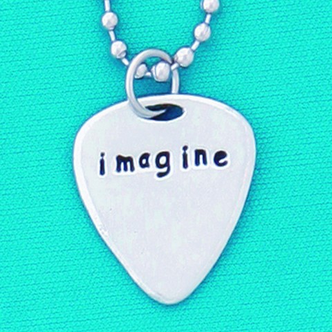 Guitar Pick/ Imagine 18" Single Charm Necklace  