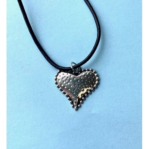 Beaded Heart Leather Cord Necklace
