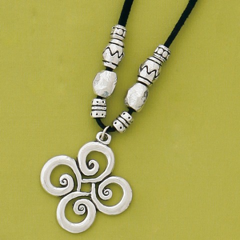 4 Swirls with Beads Suede Cord Necklace