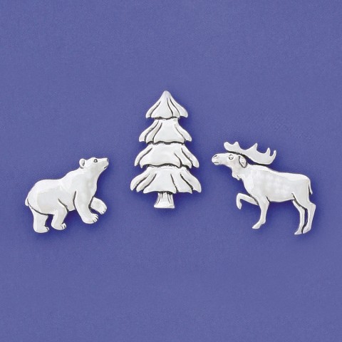 Moose, Bear, & Tree Med. Magnet Set