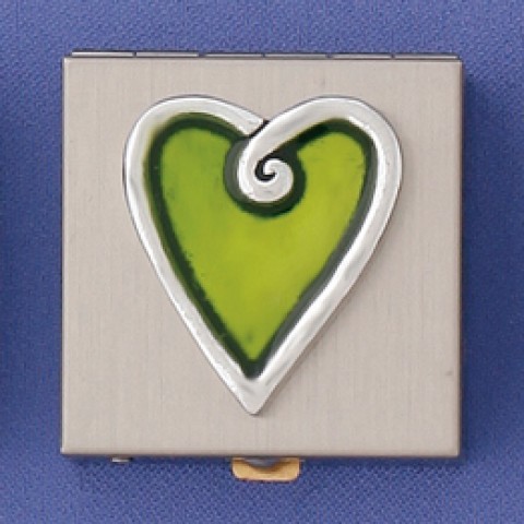 Heart Lime Pewter Resin Pill Box