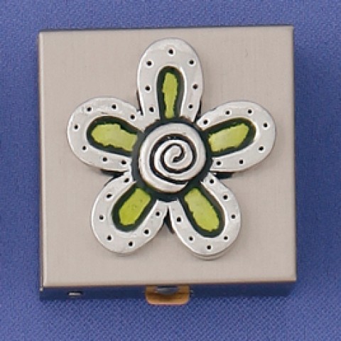 Flower Lime Pewter Resin Pill Box