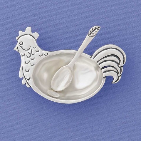 Rooster Salt Cellar With Spoon