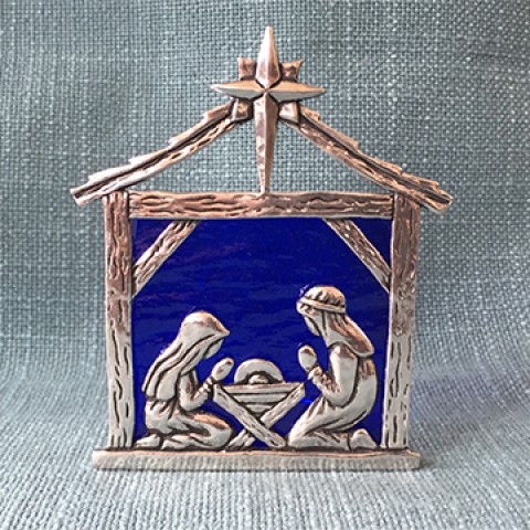 Nativity w/ Stained Glass Tealight Holder