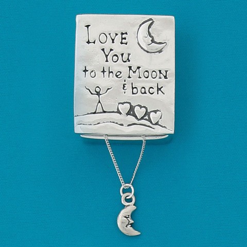 Love to the Moon Wish Box w / Moon Necklace