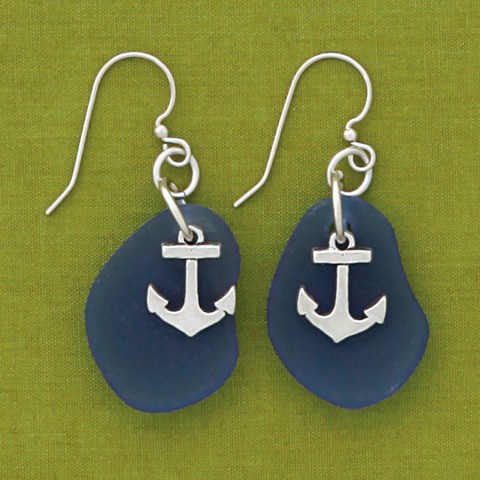 Anchor Seaglass Earrings