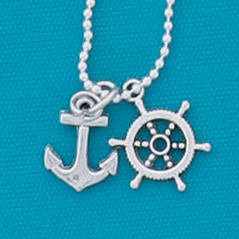 Anchor / Capt. Wheel 18" Dbl. Charm Necklace